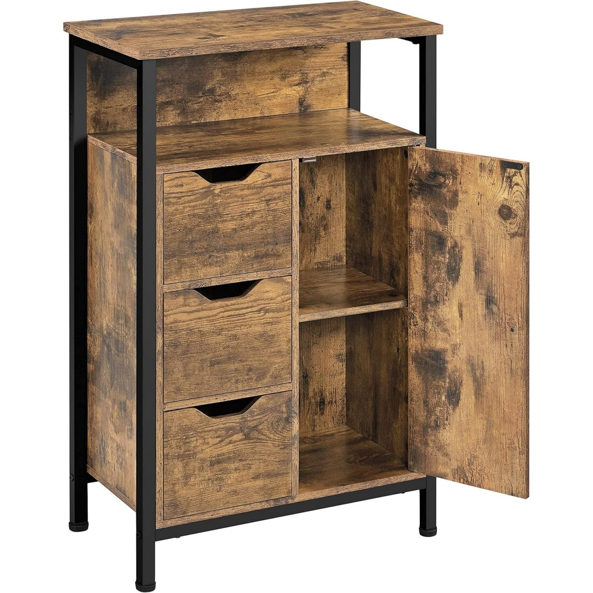 Meuble de salle de bain avec placard et espace de rangement, armoire compacte 55,5 x 30 x 86,5 cm, brun