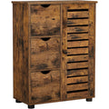 Meuble de rangement avec 3 tiroirs et 2 etageres interieures reglables, armoire polyvalente pour salle de bain, cuisine ou couloir, marron rustique