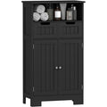 Armoire de rangement 60 x 30 x 109 cm avec 2 tiroirs, niche ouverte et placard a etagere reglable, meuble polyvalent noir