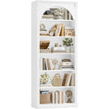 Grande bibliotheque blanche en forme d'arche avec 6 niveaux de rangement, hauteur 186 cm