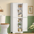 Colonne de rangement blanche avec quatre portes et tablettes ajustables pour salle de bain ou sejour