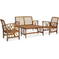 Mobilier de jardin quatre pieces en bois d'acacia massif pour terrasse, patio ou arriere-cour