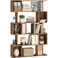 Bibliotheque 5 niveaux avec compartiments ouverts, etagere de rangement multifonction pour salon, chambre ou bureau, 24 x 90 x 159 cm, marron rustique