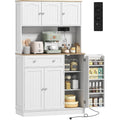 Vaisselier blanc avec station de charge, six portes, plan de travail et etageres modulables