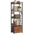 Bibliotheque industrielle 4 niveaux avec tiroirs en tissu, etagere de rangement multifonction pour chambre, bureau ou cuisine, marron rustique