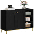 Meuble de salle de bain avec 2 portes et compartiment ouvert, armoire de rangement 35 x 100 x 75 cm, noir